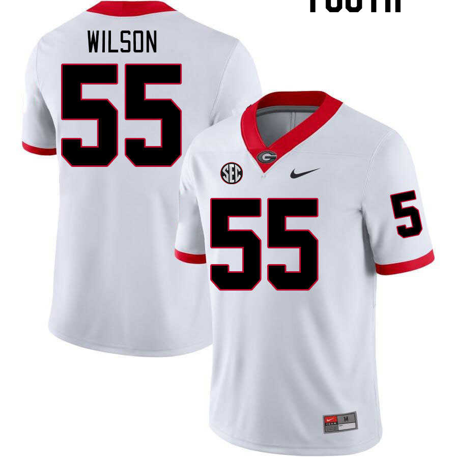 Youth #55 Jared Wilson Georgia Bulldogs College Football Jerseys Stitched-White - Click Image to Close